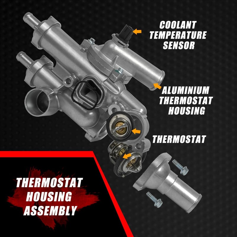RANSOTO Aluminium Coolant Thermostat Housing Assembly with Sensor & Gasket Compatible with Jeep Compass Patriot 2007-2017, Dodge Caliber Journey, Chrysler 200 Sebring, Replaces 68003582AB 902-319 4884571AB - Image 4